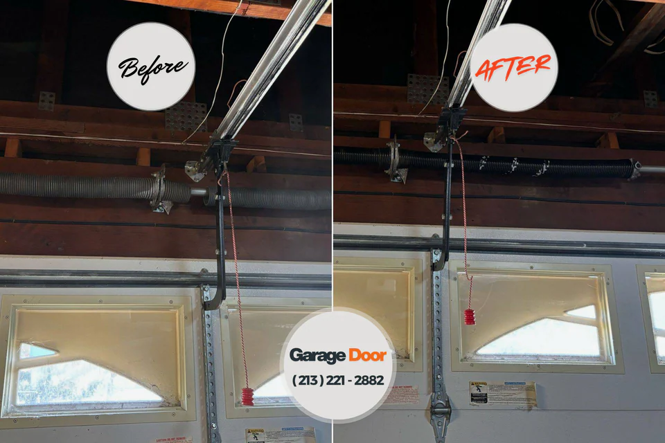 Before and after: garage door repair Etna, CA